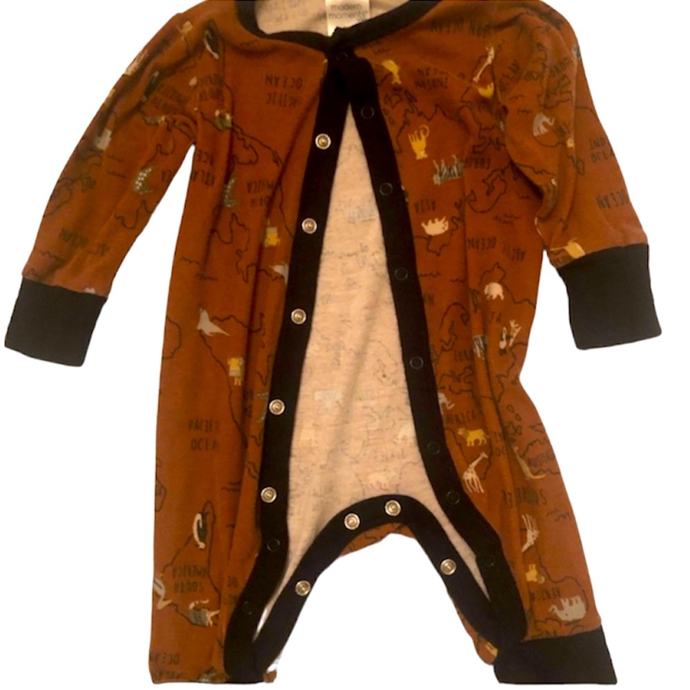 🌞 Modern Moments Organic cute brown 1 pc PJs legs & long sleeves warm 0-3 mos